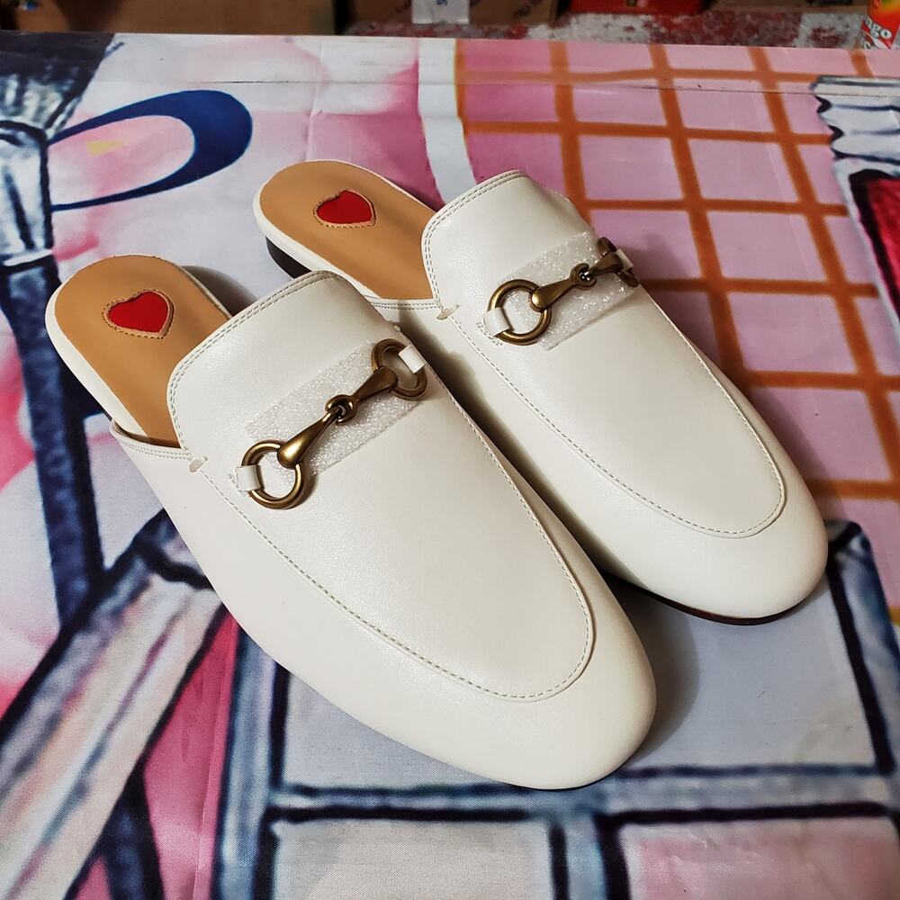Women Mules Leather Slip On Mule Backless Low Heel Loafers Slide Slippers sz 9 - Picture 8 of 12